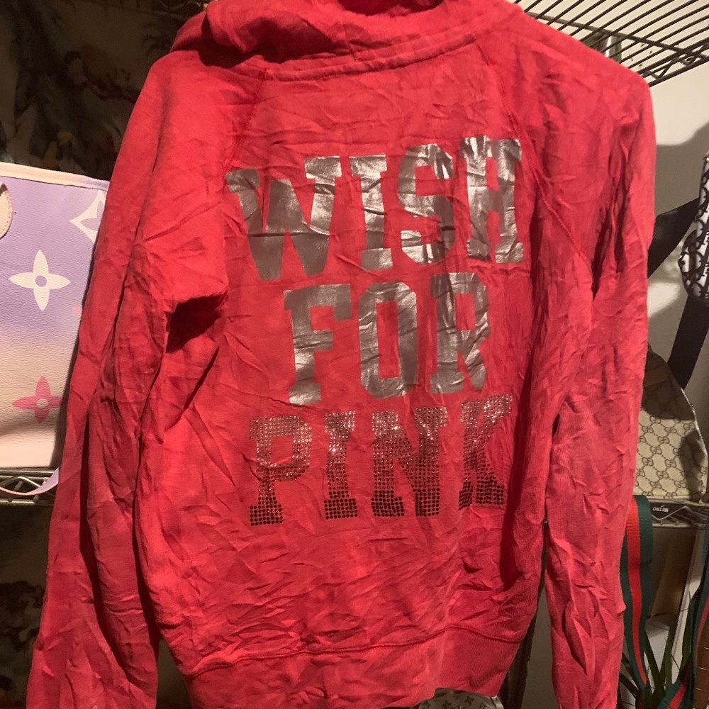 Vs PINK red rhinestone VINTAGE zip up jacket